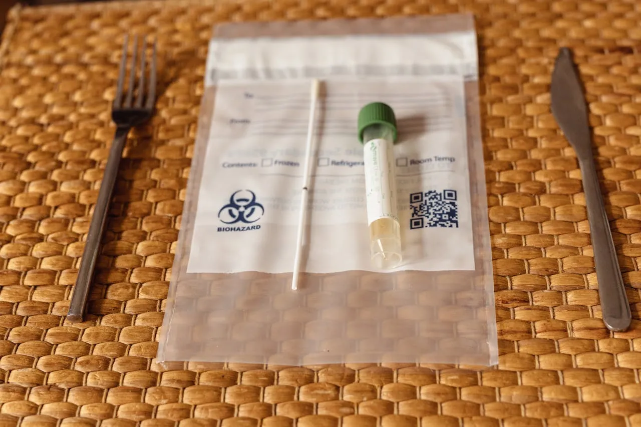 At-home swab test kit on a natural surface